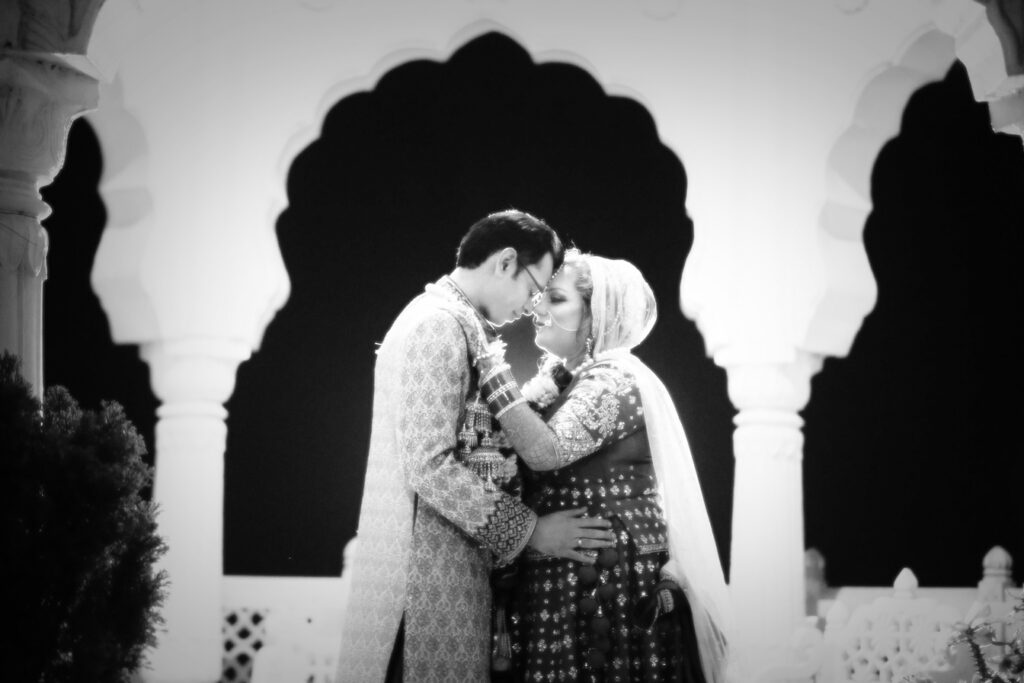 Candid wedding photography of bride and groom in Delhi Romantic couple pose during wedding shoot in Delhi by Qutab Photography